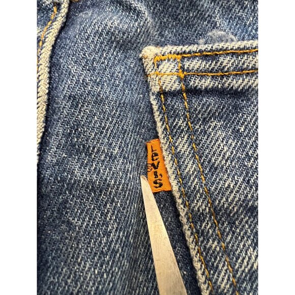 Vintage 80's DIY Cutoff Denim Jean Shorts Levi's Orange Label 38" Waist - Picture 5 of 9
